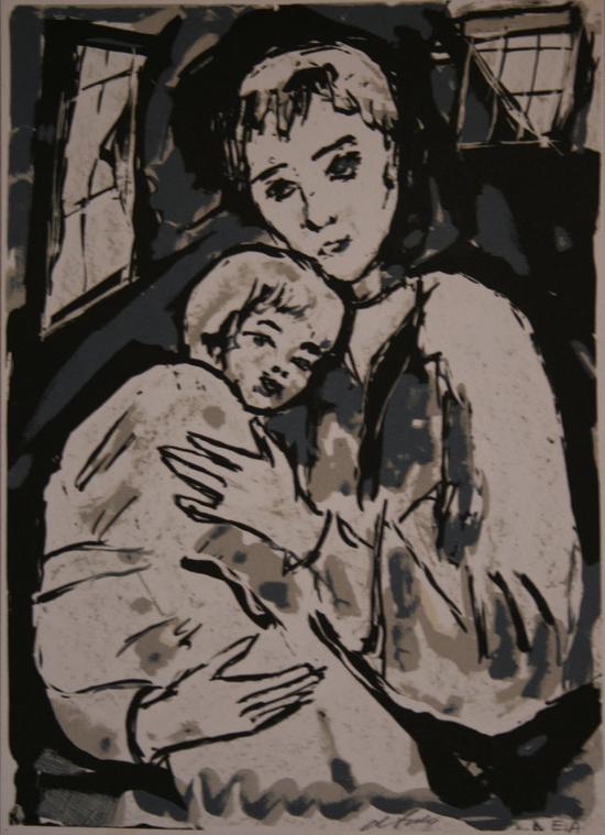 Henry D'ANTY : Litografia originale : Madre e bambino