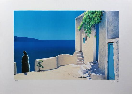 Frédéric De Fontenay : Litografía original : Creta : frente al Mediterráneo