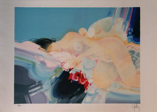 Daniel GELIS : Original Lithograph : Lying nude