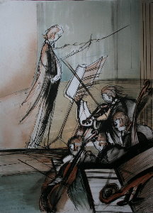 Lithographie Dominique Guillemard - Le chef d'orchestre