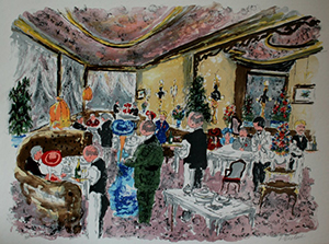 Litografia Urbain Huchet - Il grande ristorante