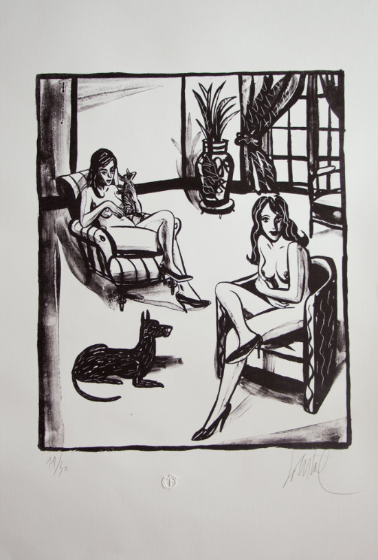 Litografia firmata Jacques De Loustal, Deux femmes