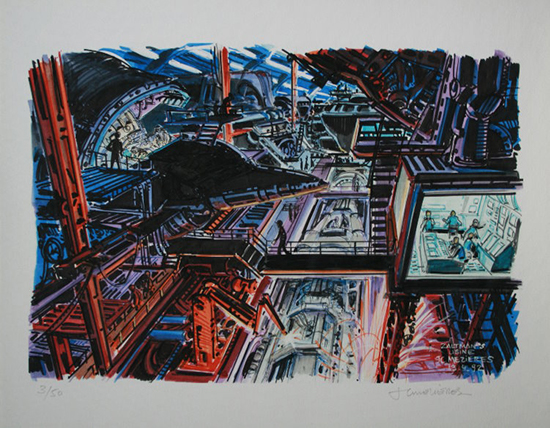 Jean-Claude Mezieres : Rocket factory, Signed offset lithograph numbered out of 50