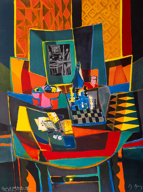 Marcel Mouly : Original Lithograph : Game table