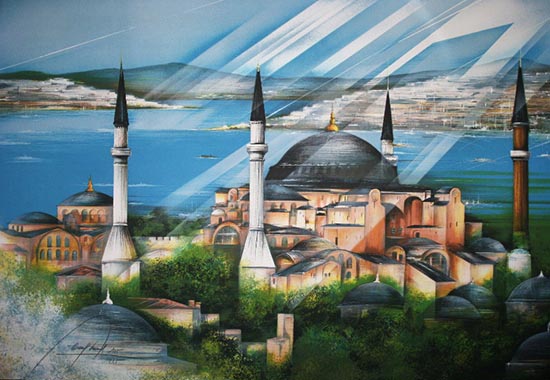 Lithographie originale signée et numérotée de Raymond Poulet : Istambul