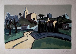 Jean Claude Quilici lithograph - Chemin de la Chapelle à Eygalières