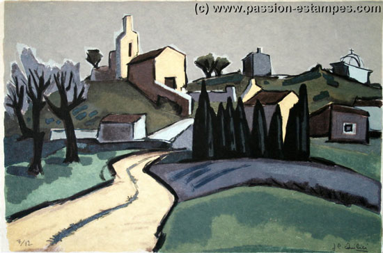 Jean-Claude QUILICI : Original Lithograph : Path of the Chapel in Eygalieres
