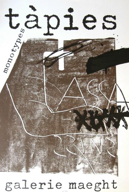 Antoni TÀPIES : Affiche en lithographie originale de 1974 : Monotypes - 1974