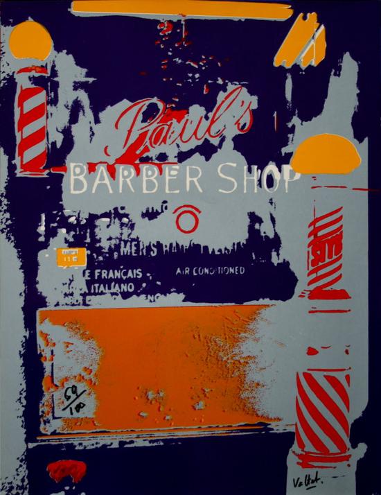 Alain VALTAT : Affiche en srigraphie signe et numrote sur papier satin : Barber Shop