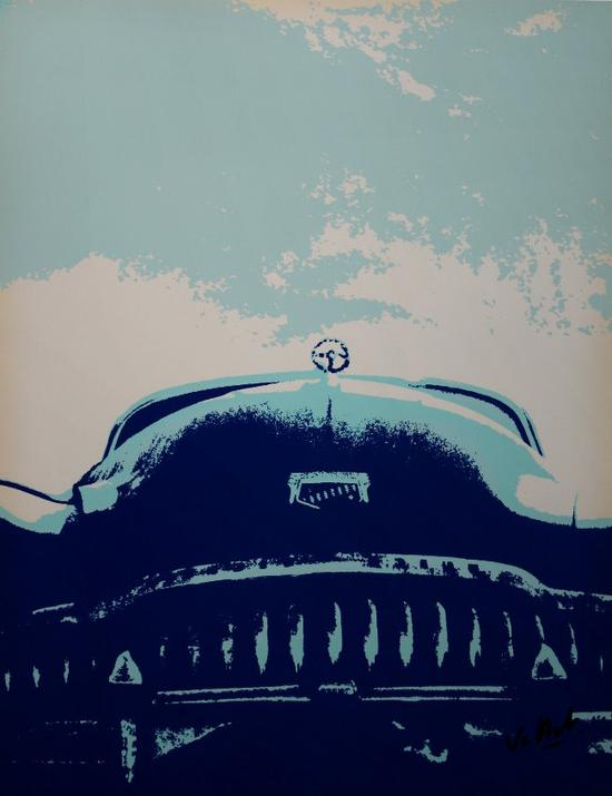 Alain VALTAT : Serigraph on a very beautiful thick and heavyweight satin and vernish finished paper : Buick