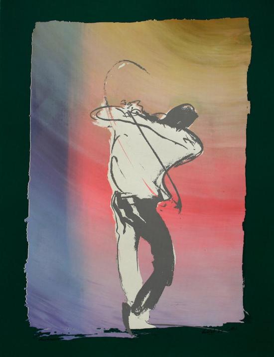 Alain VALTAT : Serigrafia original firmada y numerada : Golfista 2