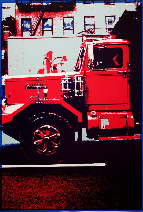 Alain VALTAT : Poster in serigraph : Red Truck