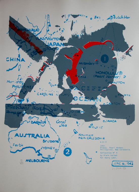 Serigrafia firmata Alain Valtat, World War II - Pearl Harbor