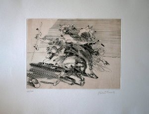 Claude Weisbuch etching - Le chevalier de la Mancha