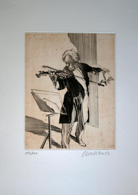 Claude WEISBUCH : Gravure originale signée et numérotée : Violon solo