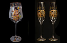 Champagne glasses and wine glasses