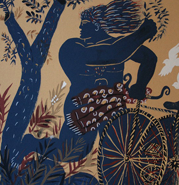 Lithographie originale Fassianos - Le cycliste bleu