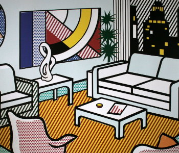Roy Lichtenstein - Interior with skyline