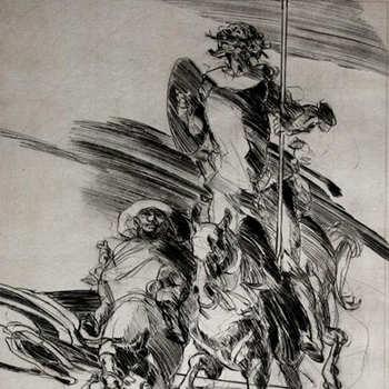 Lithographie originale Claude Weisbuch : Don Quichotte
