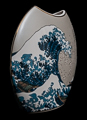 Vase Hokusai en porcelaine : La grande vague de Kanagawa, détail n°3