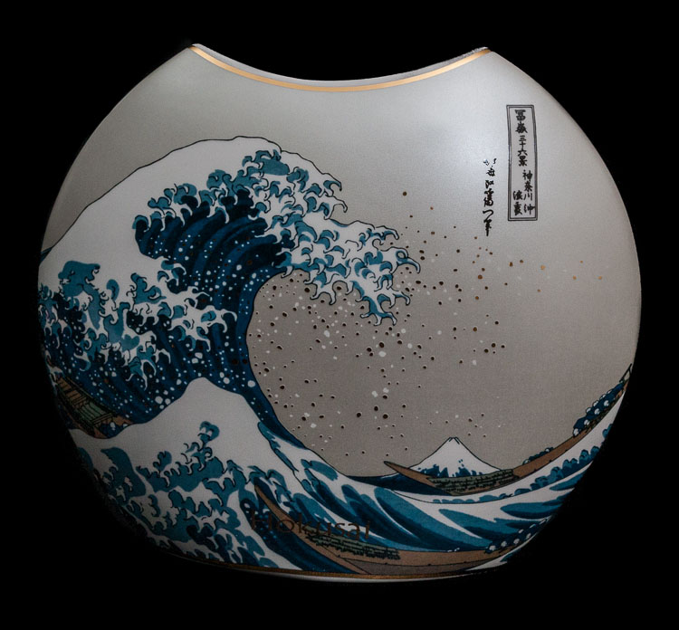 Vaso Hokusai, in porcellana : La grande onda di Kanagawa 30 cm
