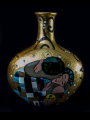 Vase Gustav Klimt en porcelaine dorée à la feuille d'or : Le baiser