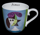 Taza Pablo Picasso, en porcelana : Mujer al sombrero morado