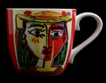 Taza Pablo Picasso, en porcelana : Mujer al sombrero, detalle n°1