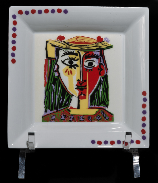 Copa (Vacío-bolsillo) Pablo Picasso, en porcelana : Mujer con sombrero