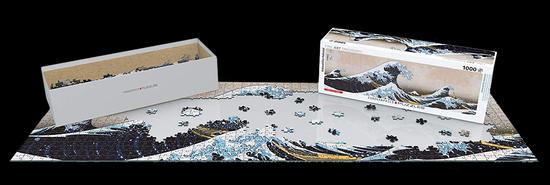 Rompecabezas 1000 piezas Panorámico Hokusai : La gran ola de Kanagawa ...