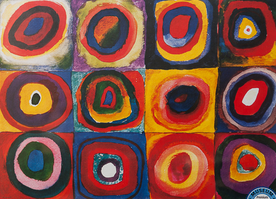Kandinsky puzzle : Squares and concentric circles
