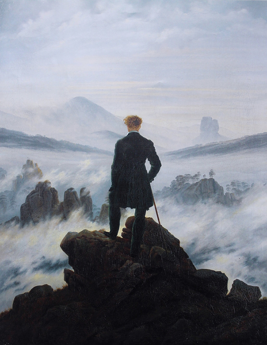Puzzle di legno Caspar David Friedrich : Il Viandante sul mare di nebbia (Michele Wilson)
