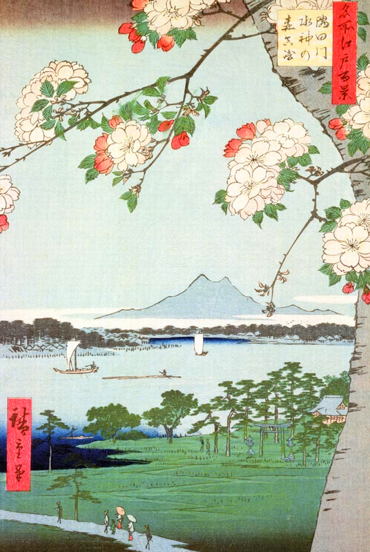 Puzzle en bois Hiroshige : Pommiers en fleurs (Michele Wilson)