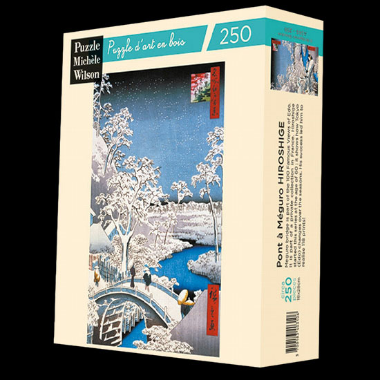 Hiroshige wooden jigsaw puzzle : The Drum Bridge and Sunset Hill at Meguro (Michele Wilson)