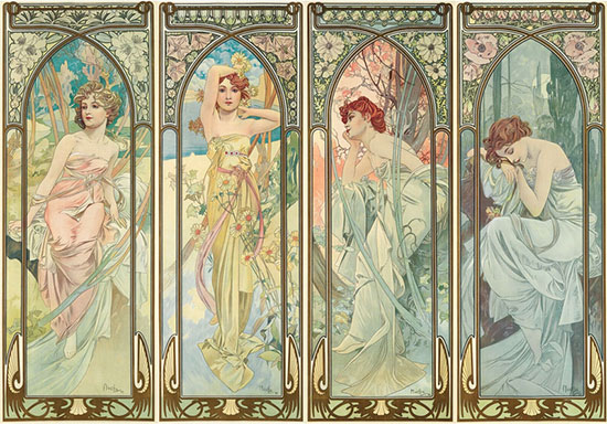 Alfons Mucha wooden jigsaw puzzle : The Times of the Day (Michele Wilson)