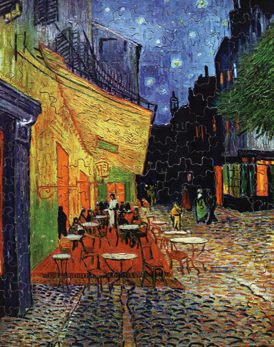 Puzzle di legno Van Gogh : Terrazza del caffè di notte (Michele Wilson)