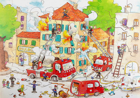 Cacouault wooden puzzle for kids : Firemen