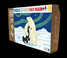 Lake wooden puzzle case for kids : The Polar Bear and The Husky