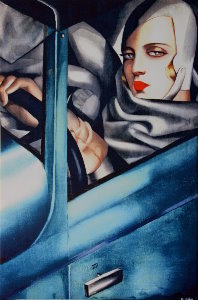 Toile Tamara De Lempicka : Autoportrait dans la Bugatti verte
