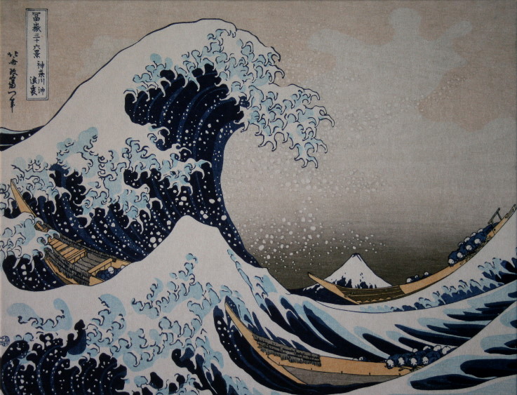 Katsushika Hokusai : La grande onda di Kanagawa, Stampa su tela 80 x 60 cm