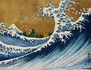 Toile Katsushika Hokusai : La grande vague et le Mont Fuji