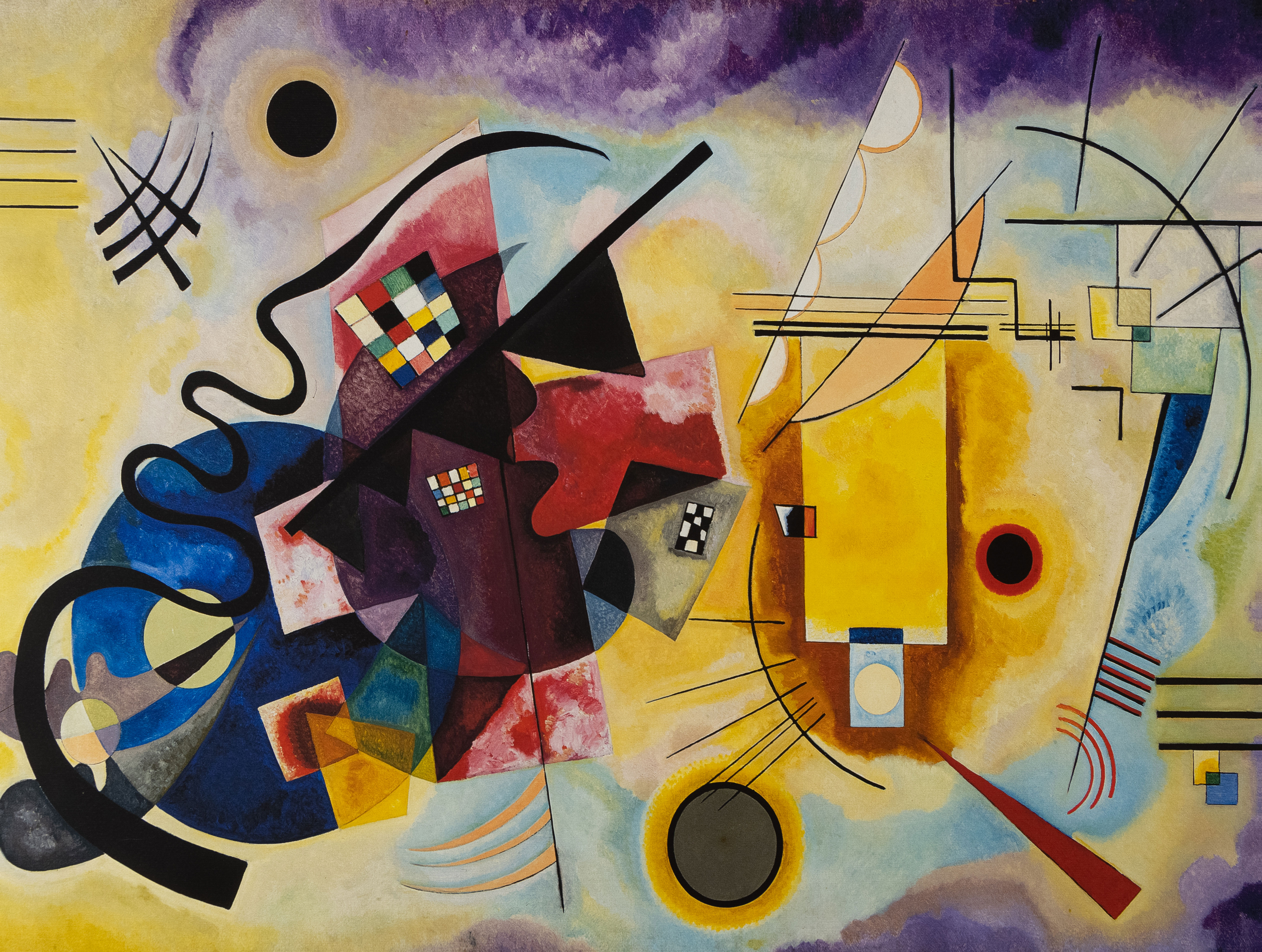 Kandinsky : Gelb-rot-blau (Giallo, rosso, blu), 1925, Stampa su tela 80 x  60 cm