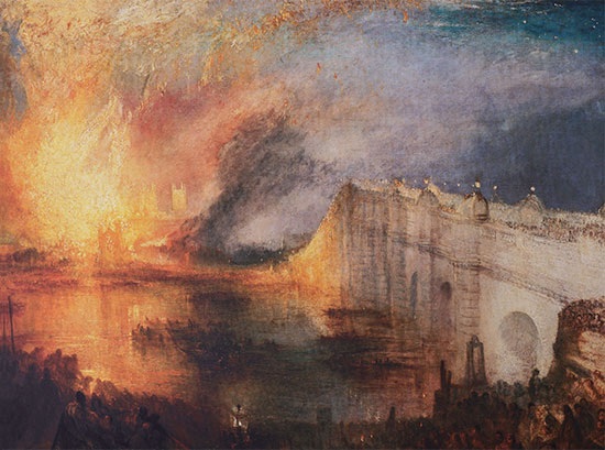 Tela William Turner : L'Incendio delle Camere dei Lord e dei Comuni
