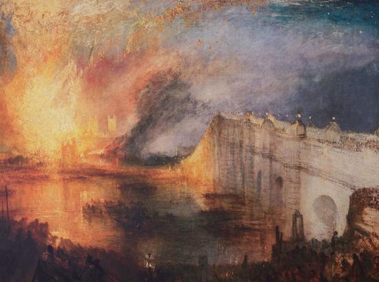 Reproducción sobre tela de William Turner : Incendio en la Cámara de