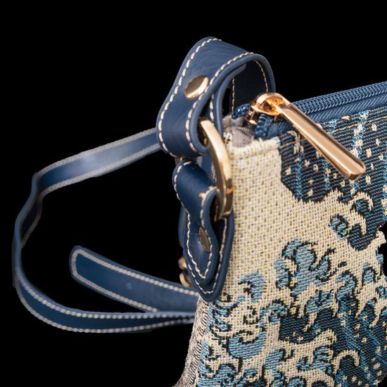 Pochette De Costume Homme Rouge – Motif Vague Hokusai – Lin Et Coton – Taille Unique