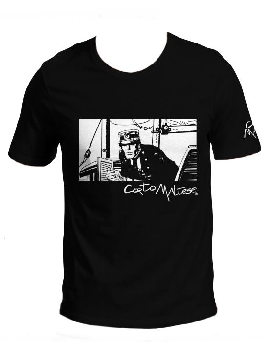 T-shirt Corto Maltese de Hugo Pratt : Port Ducal (Noir)