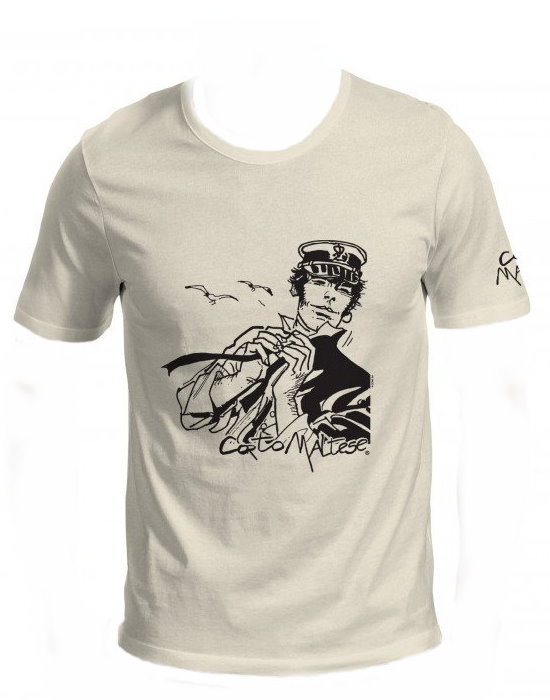 T-shirt Corto Maltese de Hugo Pratt : Dans le vent (Ecru)