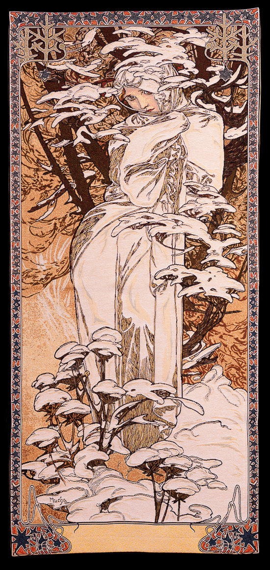 Mucha tapestry or plaid, Winter, 1896
