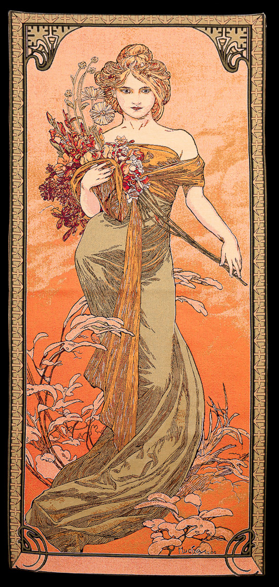 Mucha tapestry or plaid, Spring, 1896