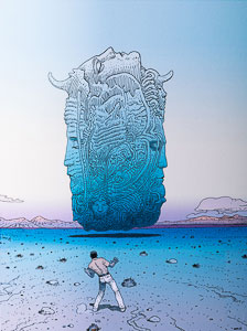 Jean Giraud, Moebius laminated poster on wood, The Major's tower - Before